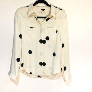 Ann Taylor Loft Black Polka Dot Blouse